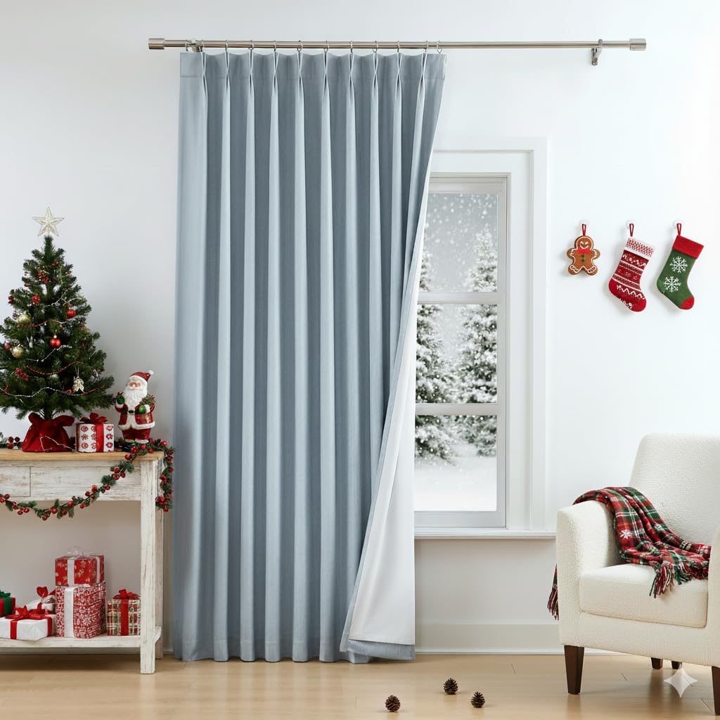 Dusty Blue Bailey French Pleated Blackout Curtains for Modern Homes