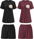 Women's 2 Pack Nursing Pajamas Set - Double Layer Breastfeeding Tops