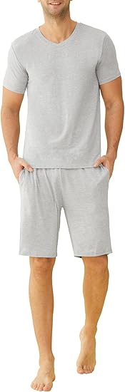 Latuza Mens Short Sleeves and Shorts Pajama Set for Comfort