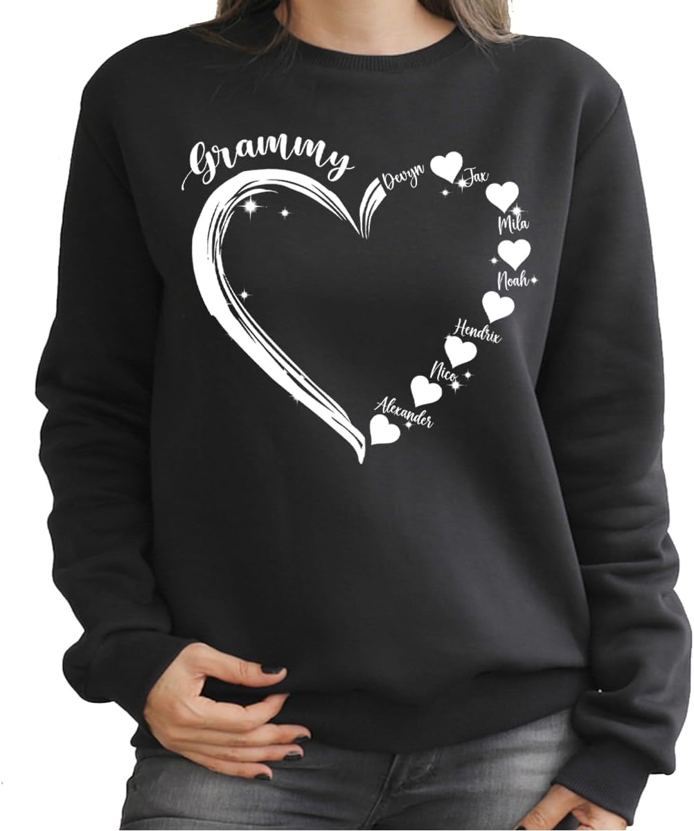 Custom Grandma Heart Sweatshirt - Personalized Grandkids Names