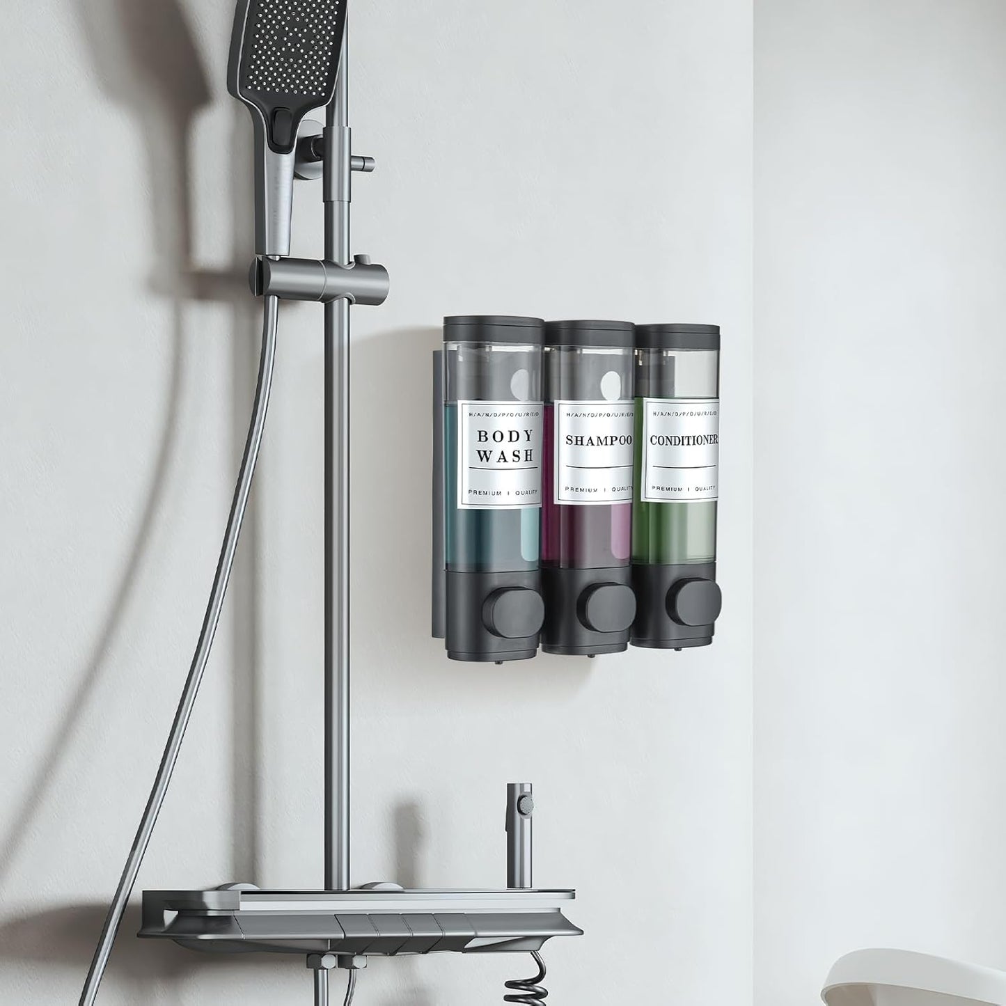 Shower Soap Dispenser Wall Mounted No Drill Shampoo Dispenser