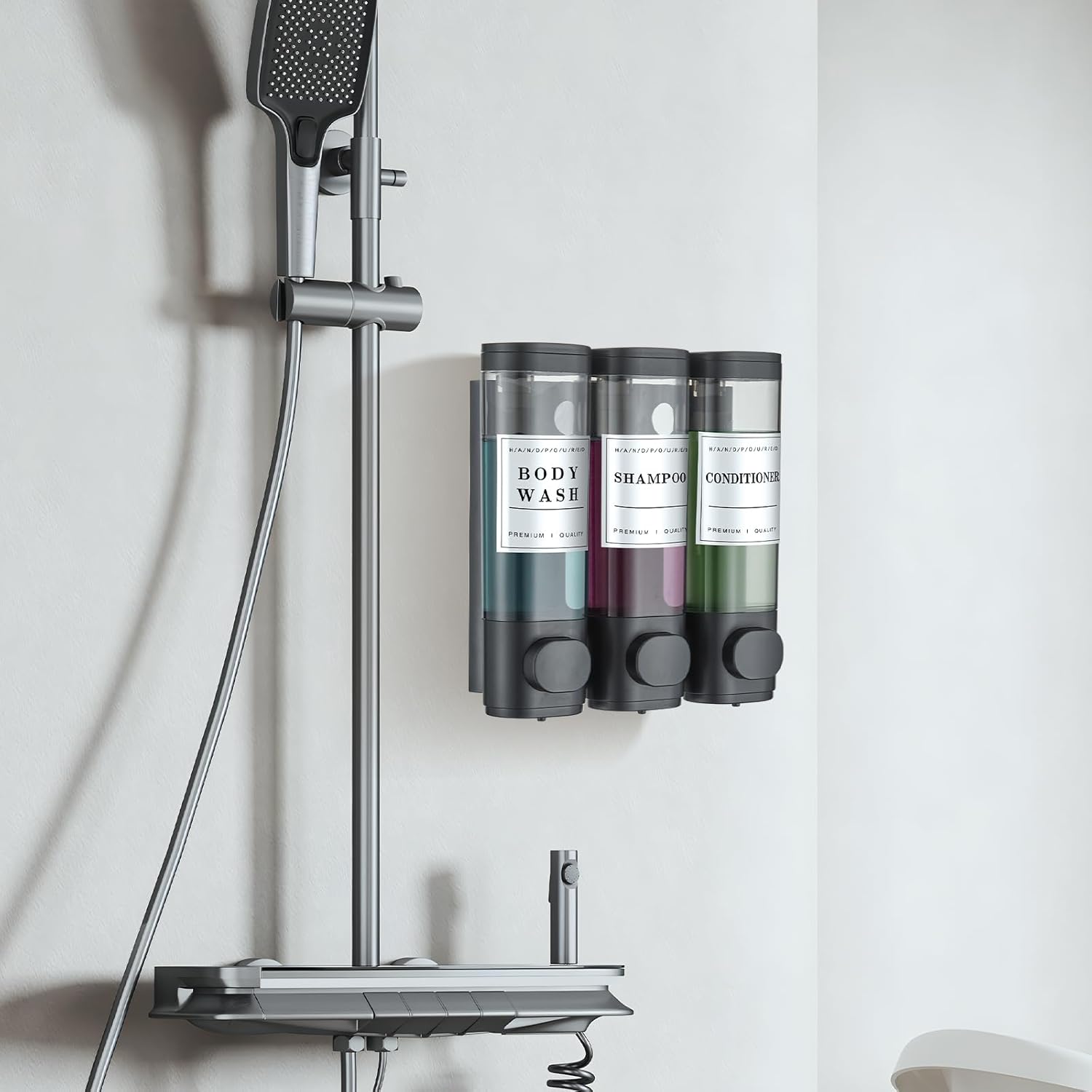 Shower Soap Dispenser Wall Mounted No Drill Shampoo Dispenser