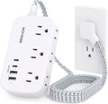 Flat Extension Cord 5FT Flat Plug Power Strip with USB C - Space