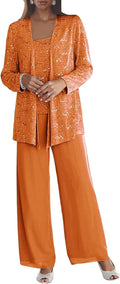 3 Pieces Chiffon Mother of The Bride Pant Suits (Style N345)