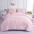 Faux Fur Plush Light Pink Comforter Set King - Ultra Soft Cozy