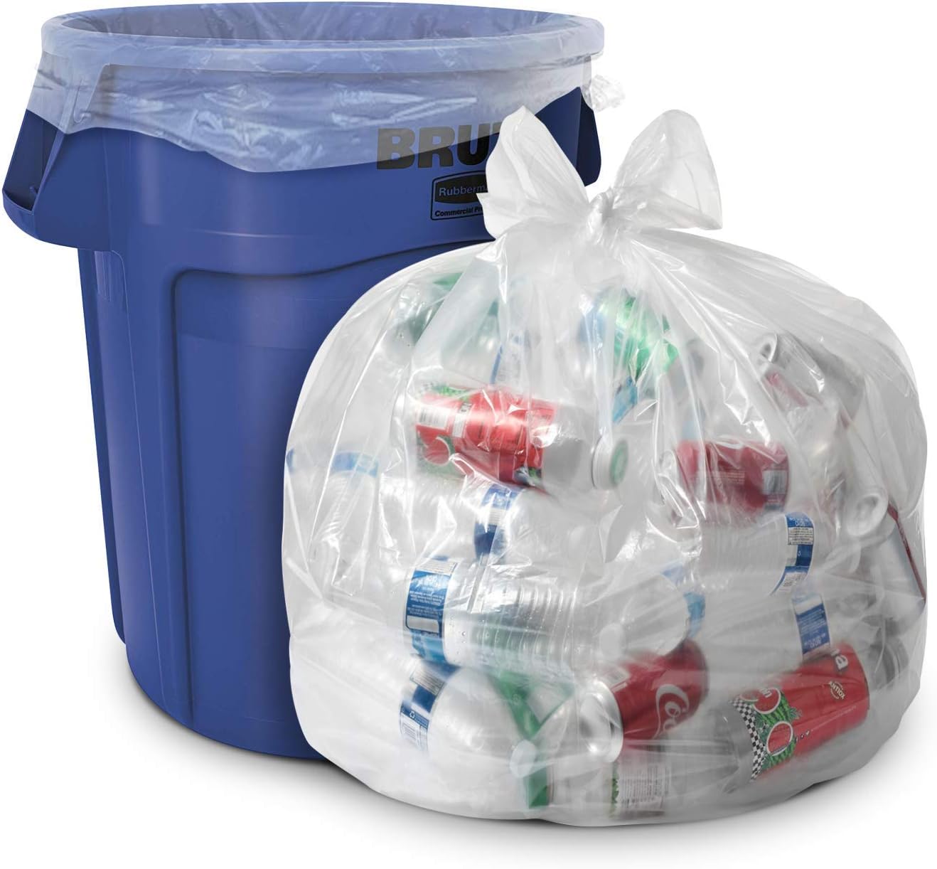 45 Gallon Clear Trash Bags - Heavy Duty Industrial Liners