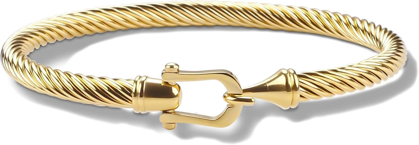 Tiyad Twisted Stainless Steel Cable Bracelet - Effortlessly Stylish!