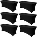 6 Pack Stretch Spandex Table Covers for 6 ft Tables - Black Fitted