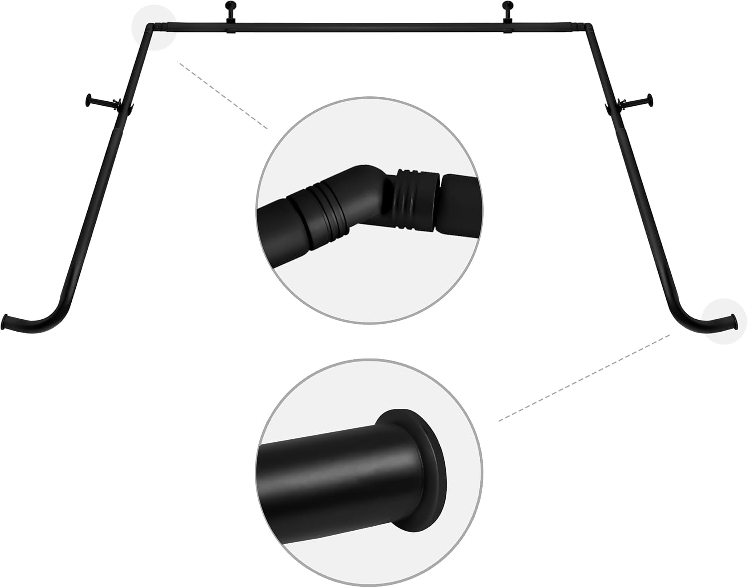 MERIVILLE Bay Window Rod Set - Black Finish