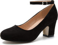Women's Ankle Strap Low Block Chunky Heels Pumps - Comfortable