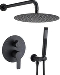 Matte black Shower System Wall Mounted Mixer Set with 12 in Rain Head