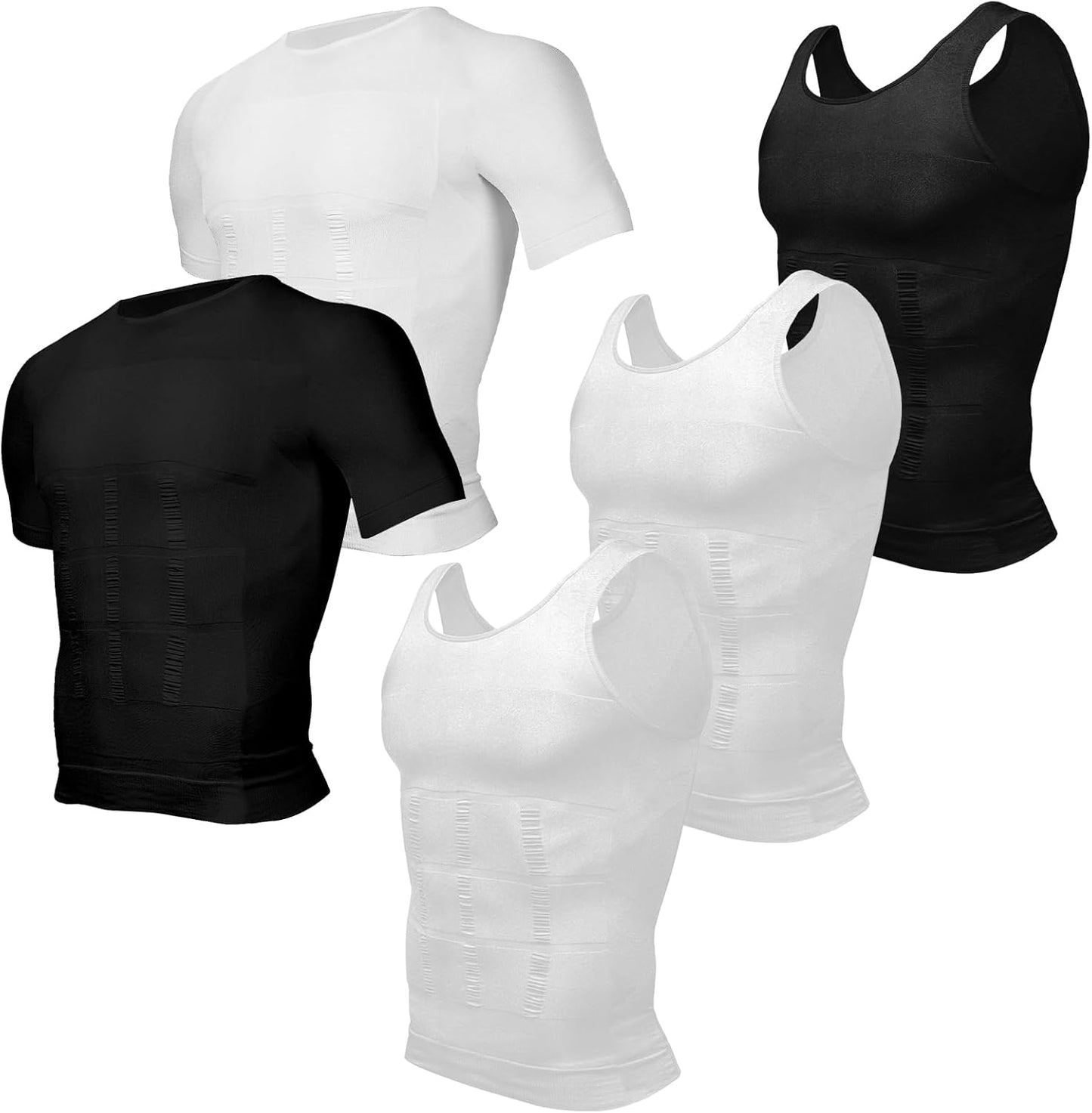 Odoland Men's Compression Shirt Set for Slimming and Sports