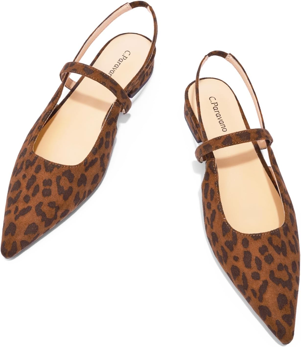 C.Paravano Women's Slingback Flats - Bold Leopard Print Style