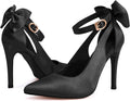 Fashare Womens High Heels Bow Tie Back Pumps - Elegant 4in Stilettos