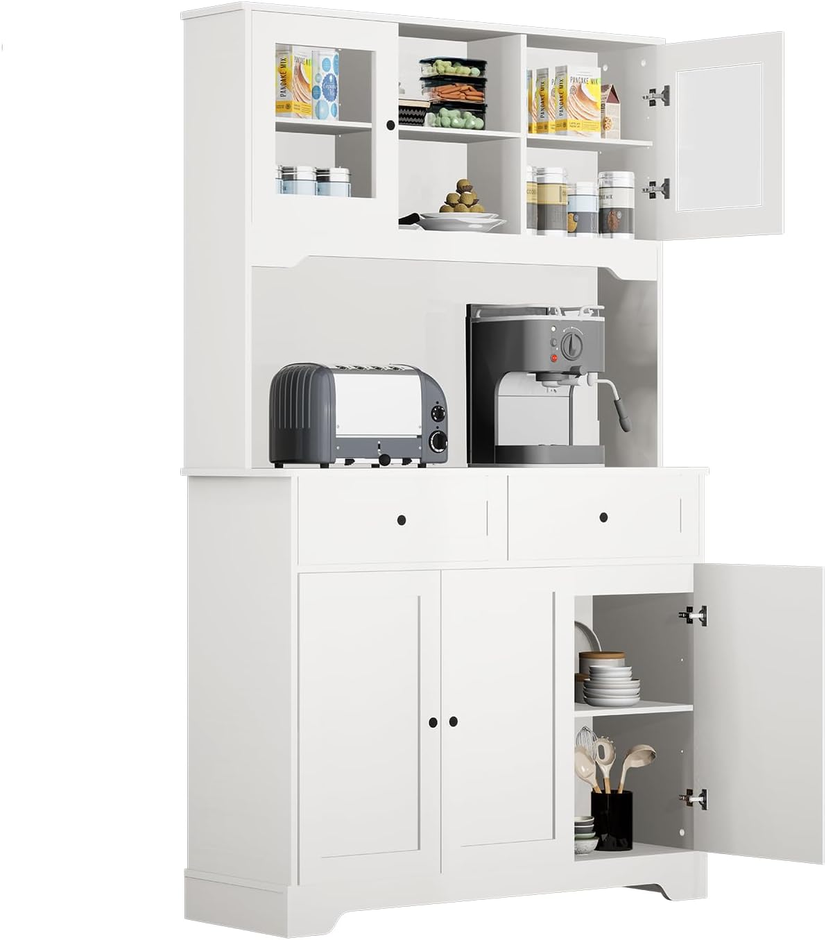 Adjustable Shelves Pantry Cabinet in White