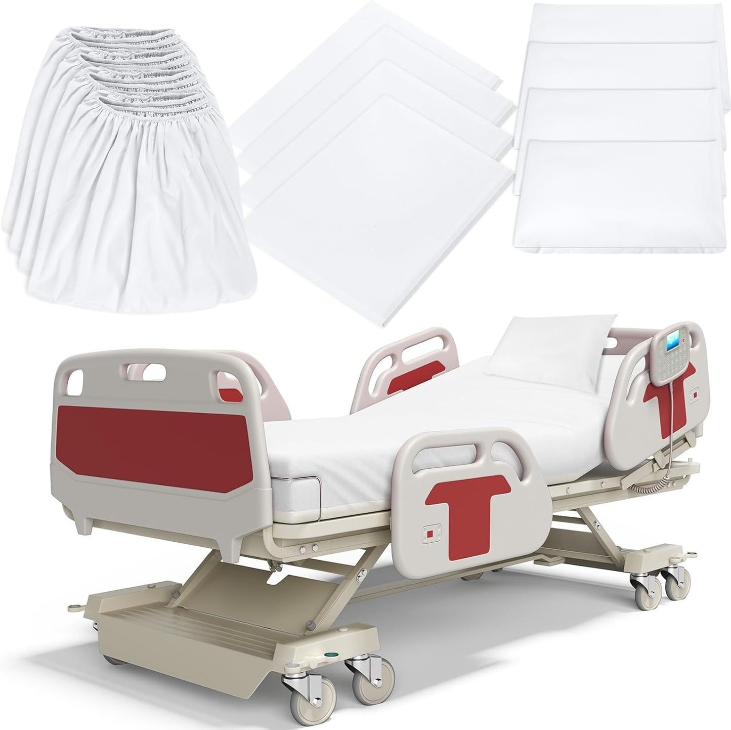Moukeren 12 Pcs Hospital Bed Sheets Set for Extra Long Beds