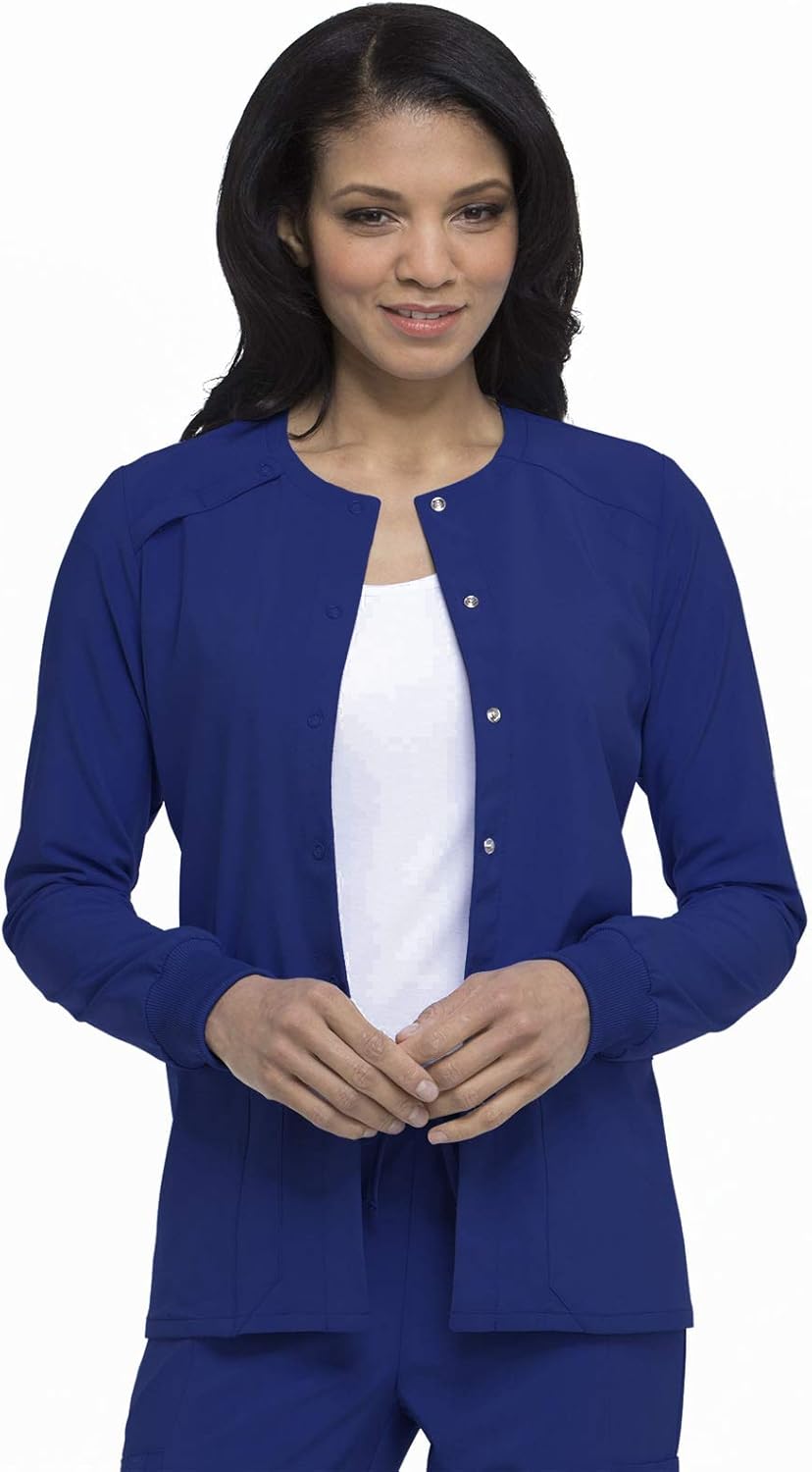 Dickies Scrub Jackets for Women with Snap Front Closure and Pockets
