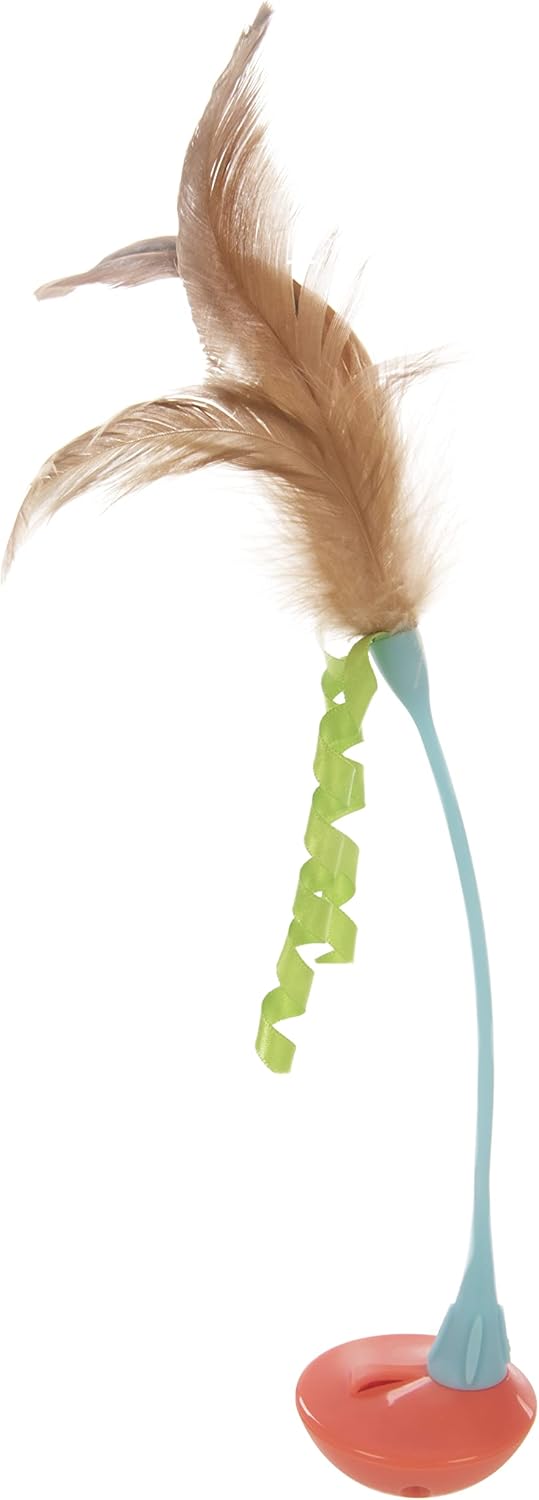Interactive Self-Righting Feather Cat Toy - Blue/Orange
