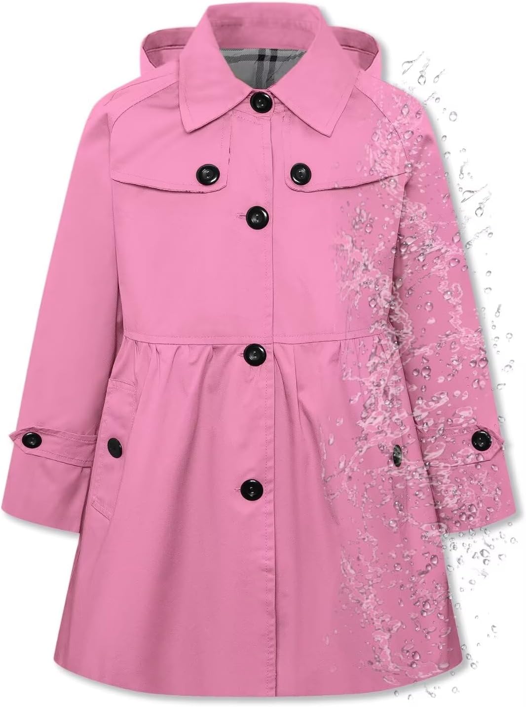 Betusline Girl's Rain Jackets Lightweight Waterproof Trench Coat