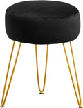 LUE BONA Vanity Stool, Black Velvet Round Ottoman - Compact Comfort