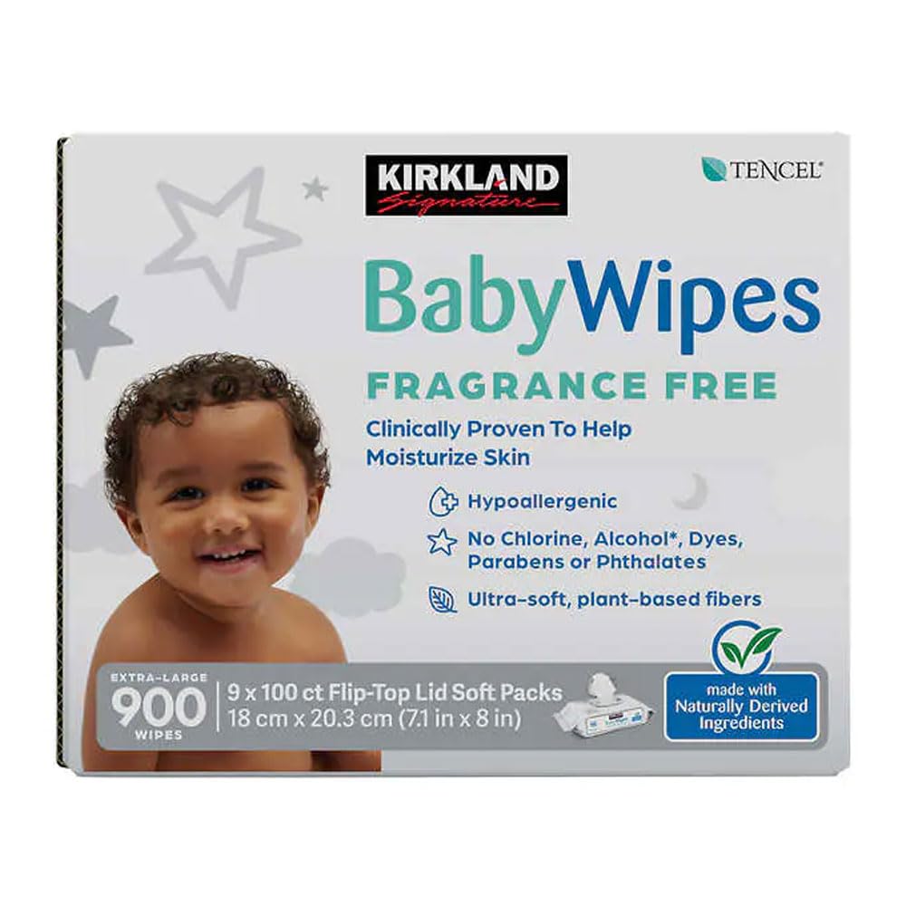 Kirkland Baby Wipes Unscented - 900 ct for Gentle Care
