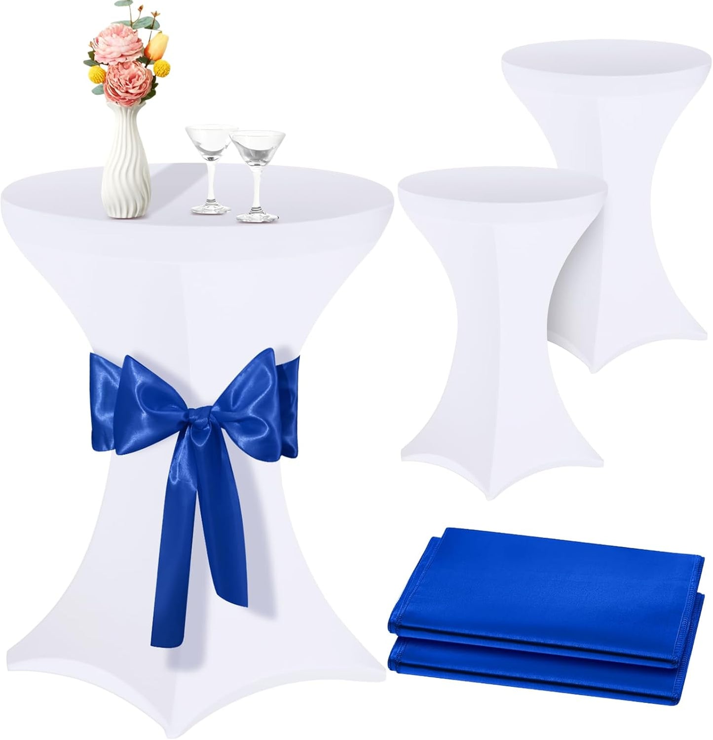 VitalCozy White/Blue Valentine's Day Highboy Table Covers x2 Sets