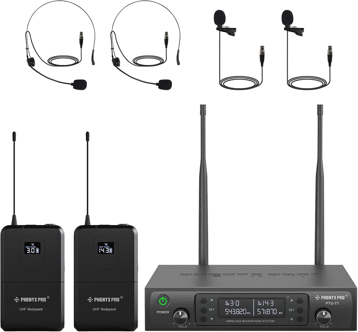 Phenyx Pro Dual UHF Wireless Microphone System for Events