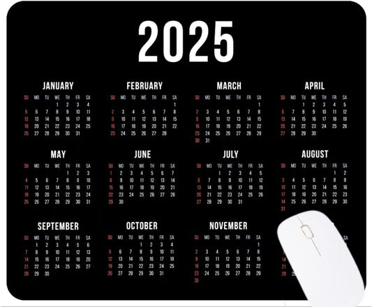 2025 Mouse Pad Calendar with Non-Slip Rubber - 11.8 x 9.8 Inch