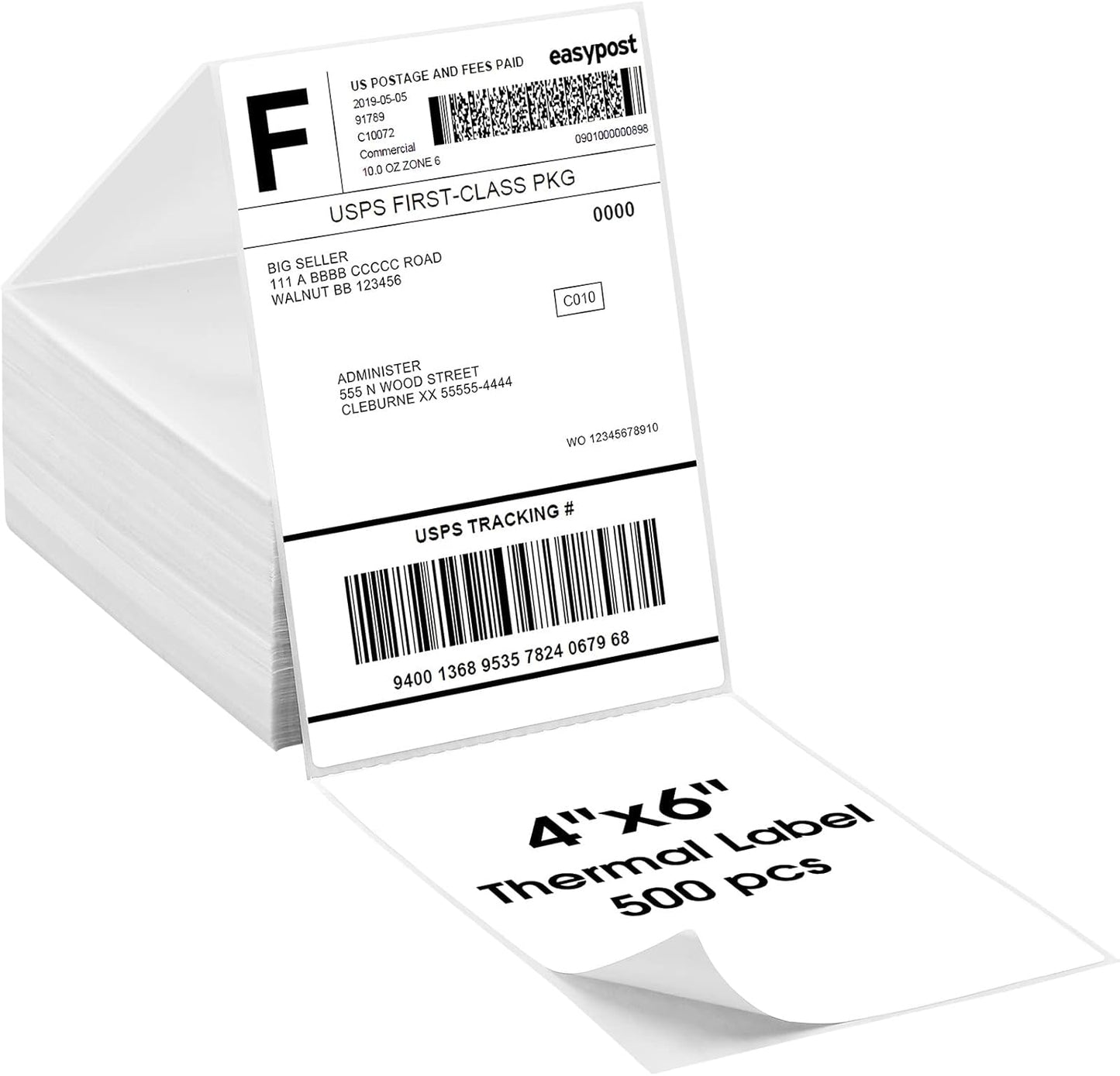 MaxGear 4x6 Direct Thermal Labels - 500 Fanfold, Shipping & Mailing, Commercial Grade