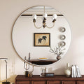 White Round Mirror 24 in Circle Bathroom Mirror - Modern Wall-Mounted
