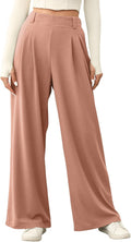 Women's Wide Leg Palazzo Pants - Elastic High Waist Waffle Knit