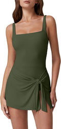 Square Neck Swim Dress for Women - Tummy Control One-Piece