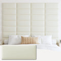 Full Size Beige Upholstered Peel and Stick Headboard - Soundproof