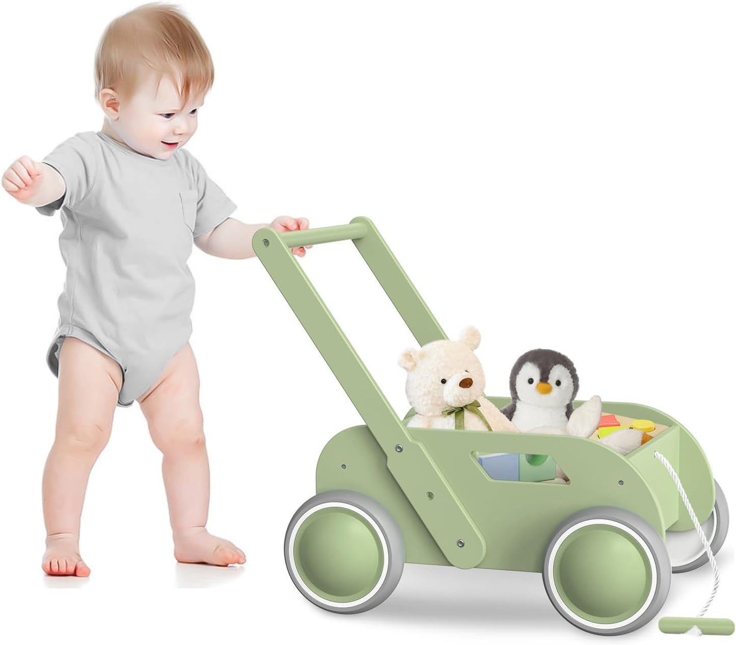 Wooden Baby Push Walker - Fun Learning Aid!