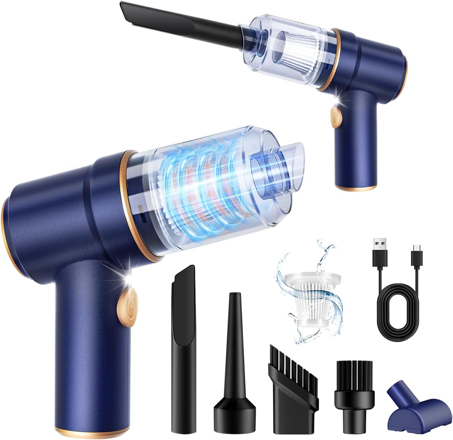 KMM Handheld Car Vacuum Cleaner with LED Light and Multi-Nozzles
