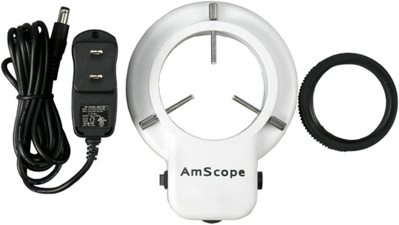 AmScope LED-48 Bright White Microscope Ring Light with Dimmer
