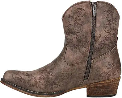 ROPER Womens Short Stuff Embroidery Snip Toe Casual Boots