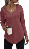 V Neck Hoodies Long Sleeve Sweatshirt Pullover Tops for Women - Casual