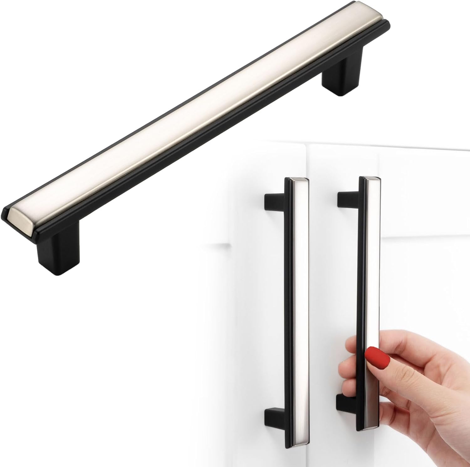 Stylish Nickel and Black Cabinet Pulls for Modern Homes