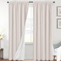 Linen Look 100% Blackout Curtains 95 in - Full Light Blocking Drapes