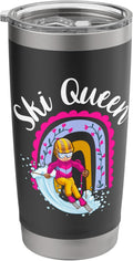Ski Queen Boho Rainbow Skiing Girl Insulated Tumbler - Keeps Drinks