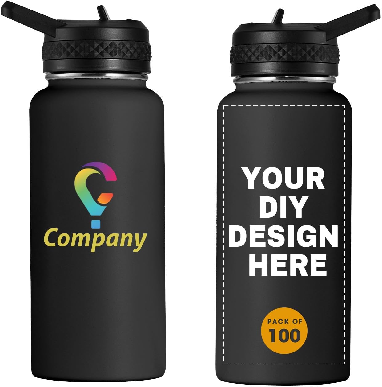 Personalized Custom Water Bottles 32oz Double Wall Stainless Steel