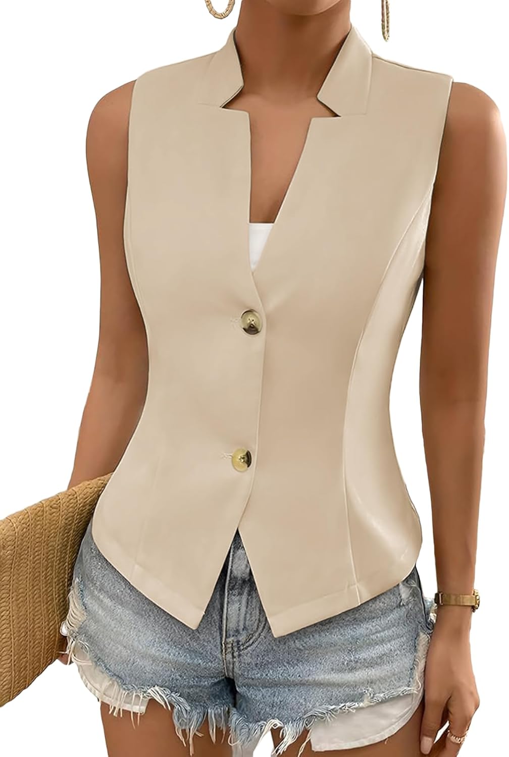 Mina Self Women's Sleeveless Sweater Vest - Elegant Office Wear