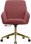 YISHENG Velvet Home Office Chair with Gold Base for Comfort