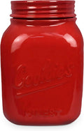 Red Ceramic Mason Jar Cookie Container - Stylish Kitchen Canister