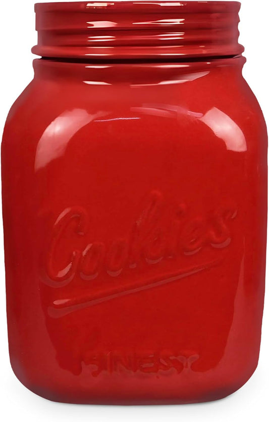 Red Ceramic Mason Jar for Unique Cookie and Snack Storage