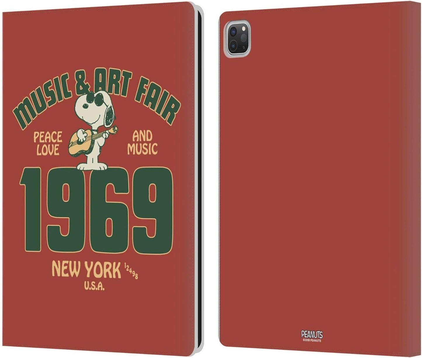 Peanuts Snoopy Guitar Leather Wallet Case for iPad Pro 12.9