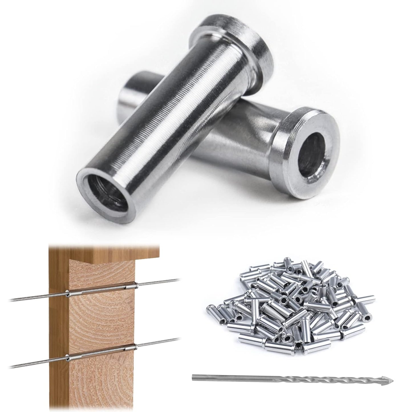 Muzata 150 Pack 1/8in Cable Railing Protector Sleeves for Decks