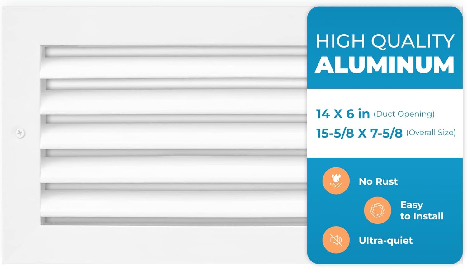 Rustproof 14x6 Aluminum Vent Cover for Quiet Airflow Solutions