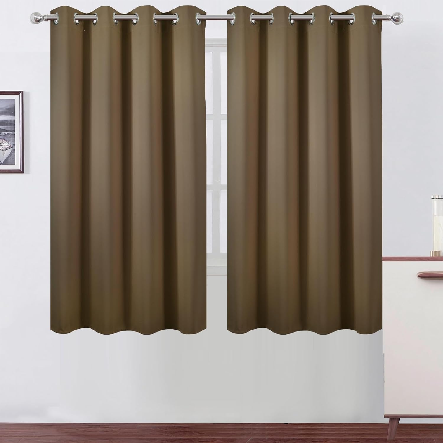 LEMOMO Brown Blackout Curtains for Bedroom - Thermal Insulated